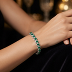 Oval Emerald & Diamond Halo Bracelet