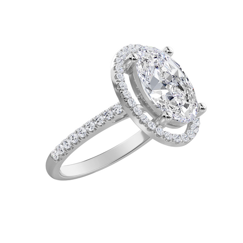 Lab Grown Diamond Oval Halo Engagement Ring