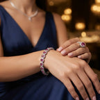 Oval Pink Sapphire & Diamond Halo Bracelet