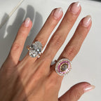 Oval Brown Diamond Ring with Pink & White Diamonds