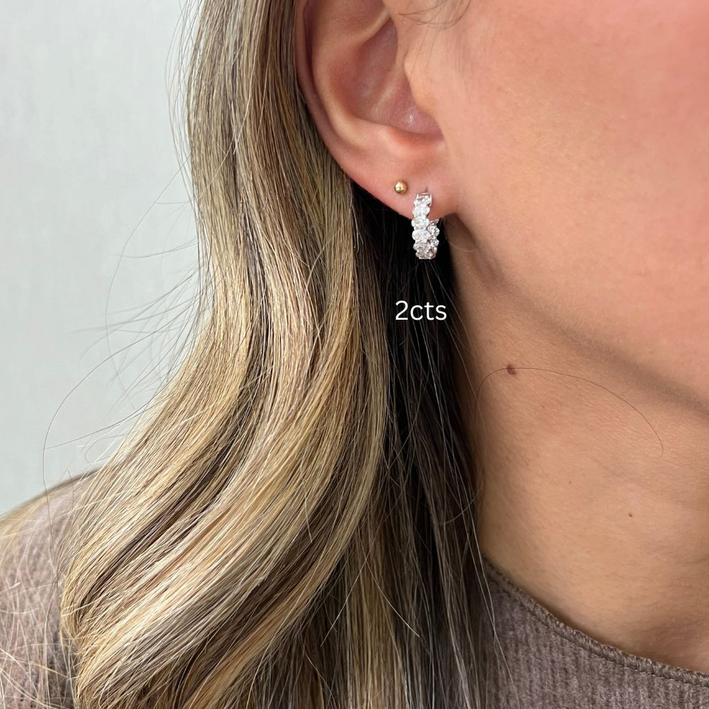 Lab Grown Oval Diamond Hoop Earrings - 0.75"