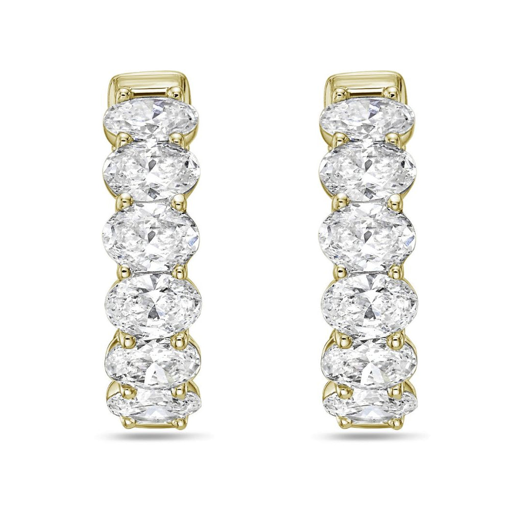 Lab Grown Oval Diamond Hoop Earrings - 0.75"