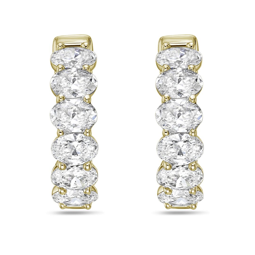 Lab Grown Oval Diamond Hoop Earrings - 0.75"