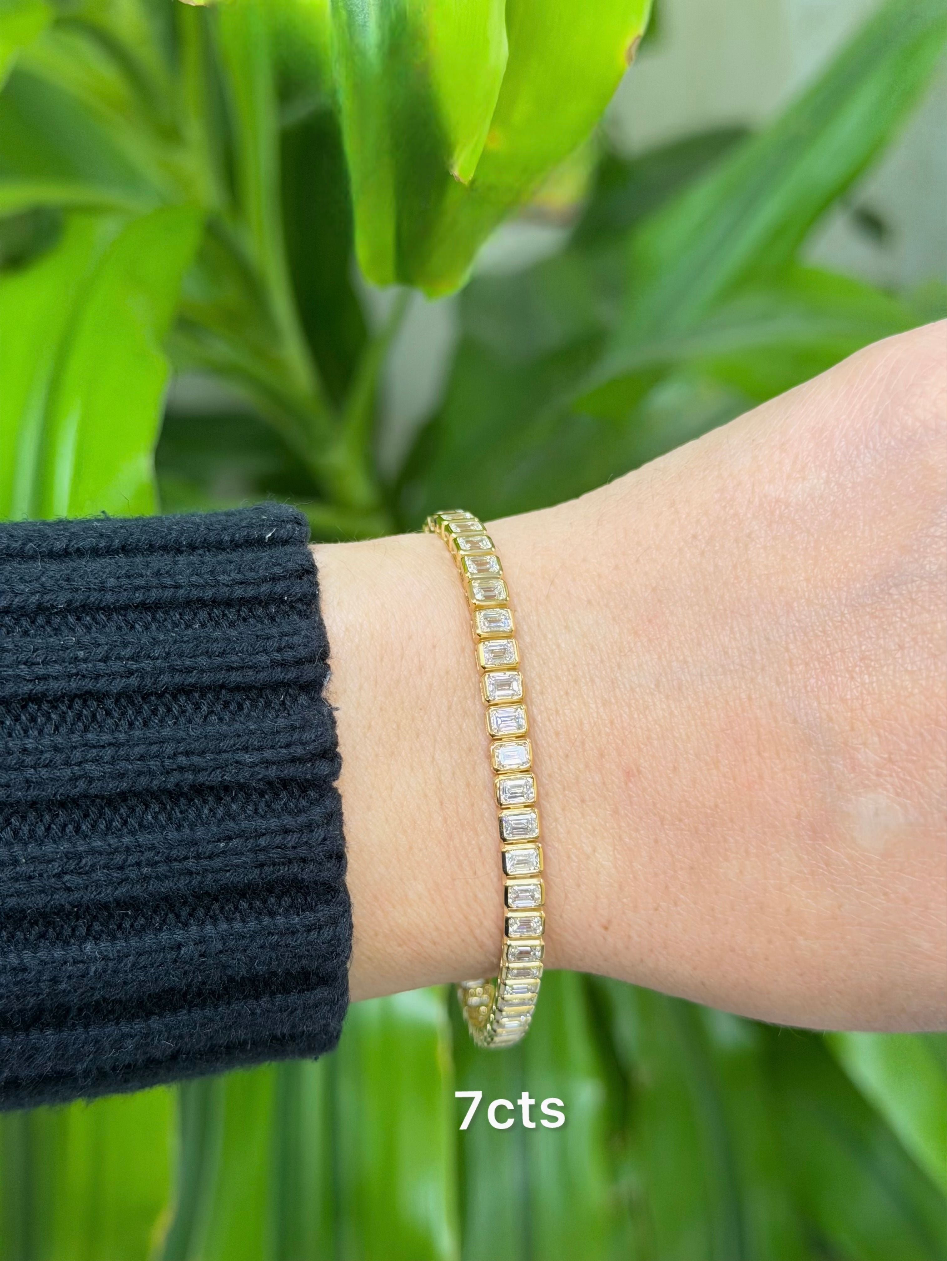 Lab Grown Emerald Bezel Tennis Bracelet