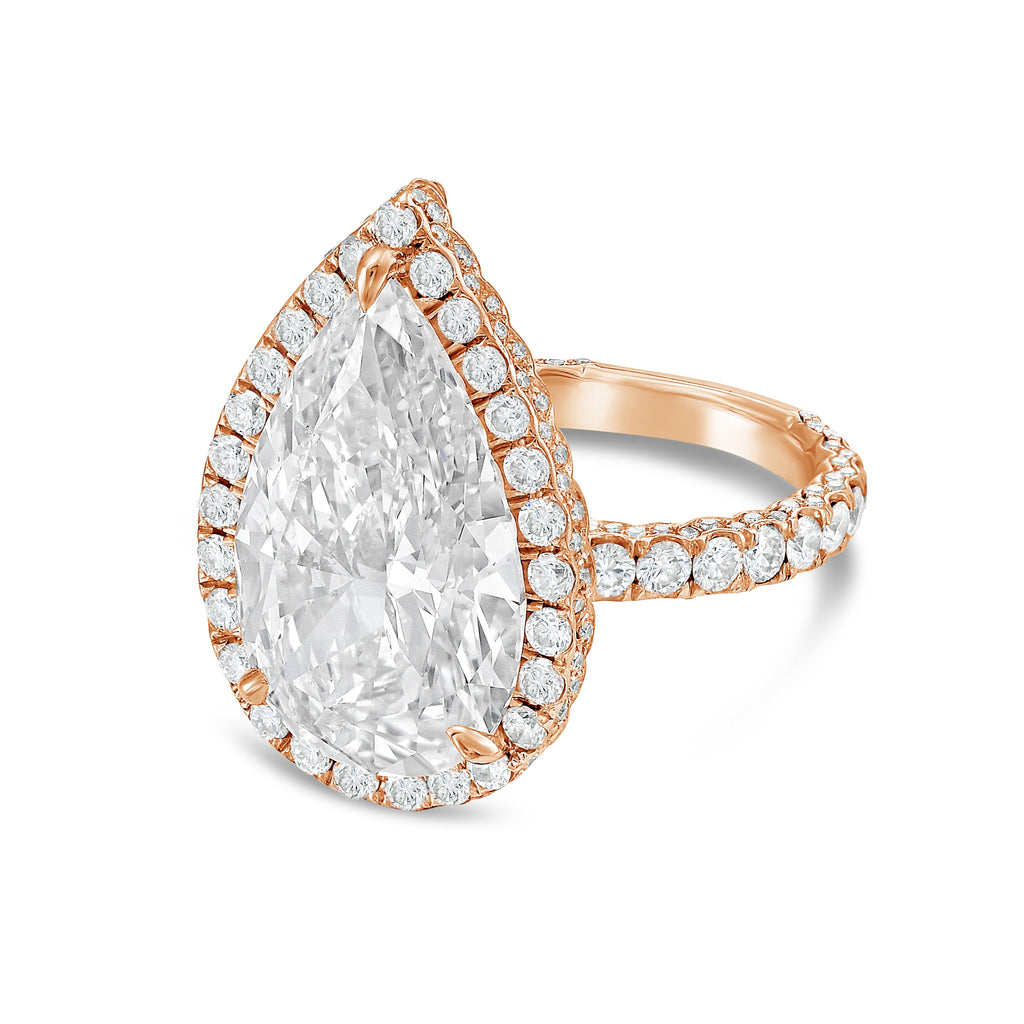 Lab-Grown Pear Diamond Halo Ring, 18K Gold