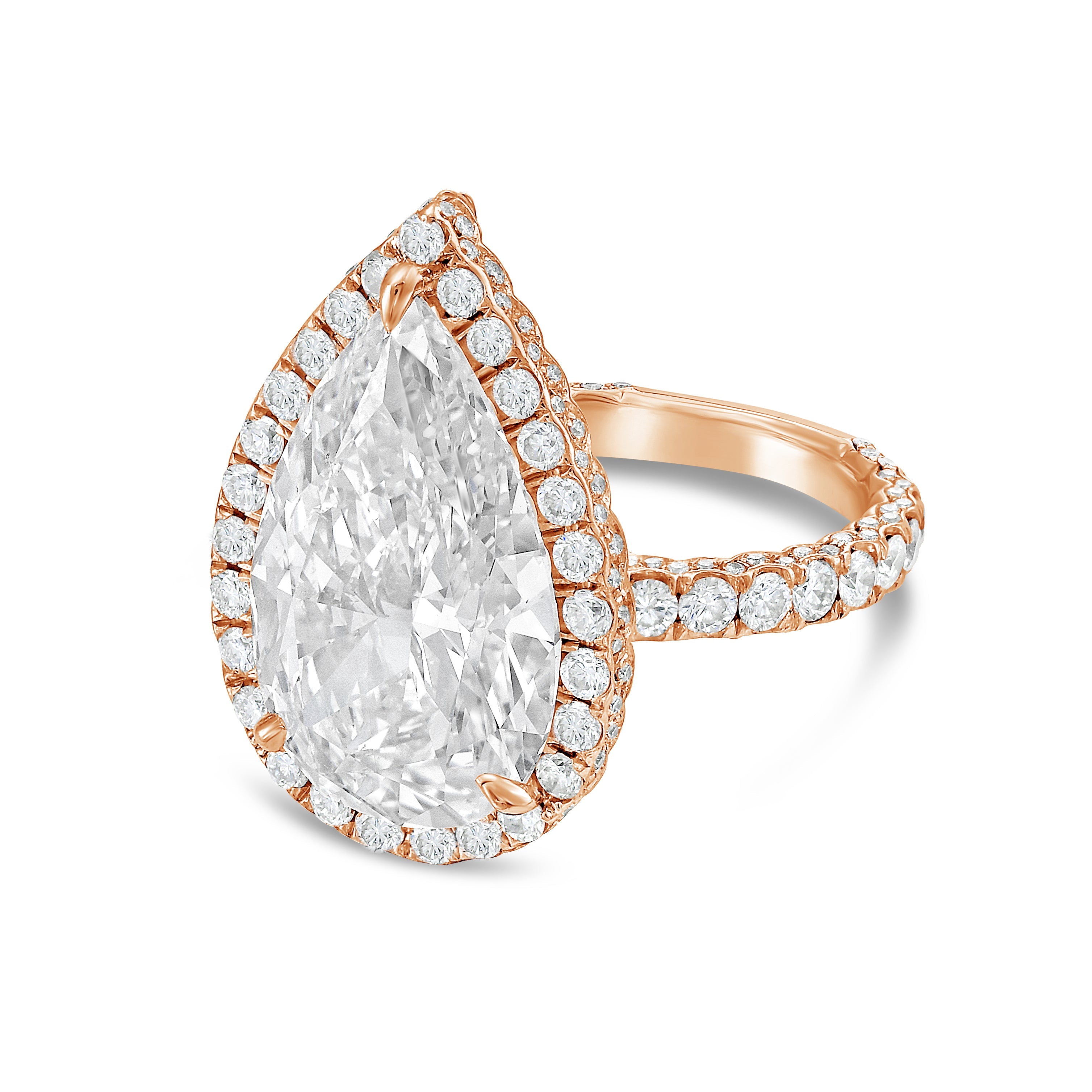 Lab-Grown Pear Diamond Halo Ring, 18K Gold