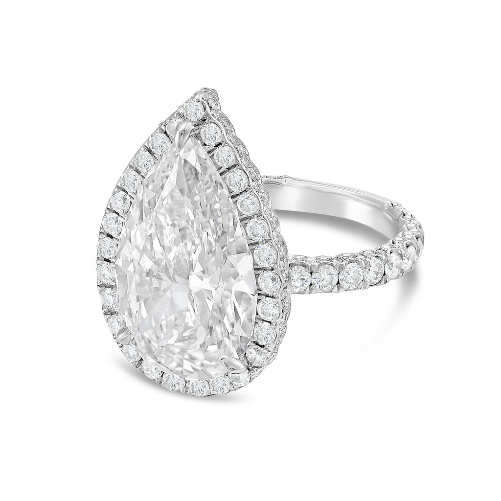 Lab-Grown Pear Diamond Halo Ring, 18K Gold