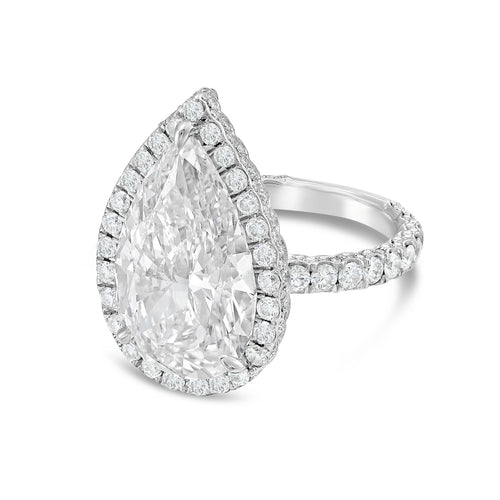 Lab-Grown Pear Diamond Halo Ring, 18K Gold