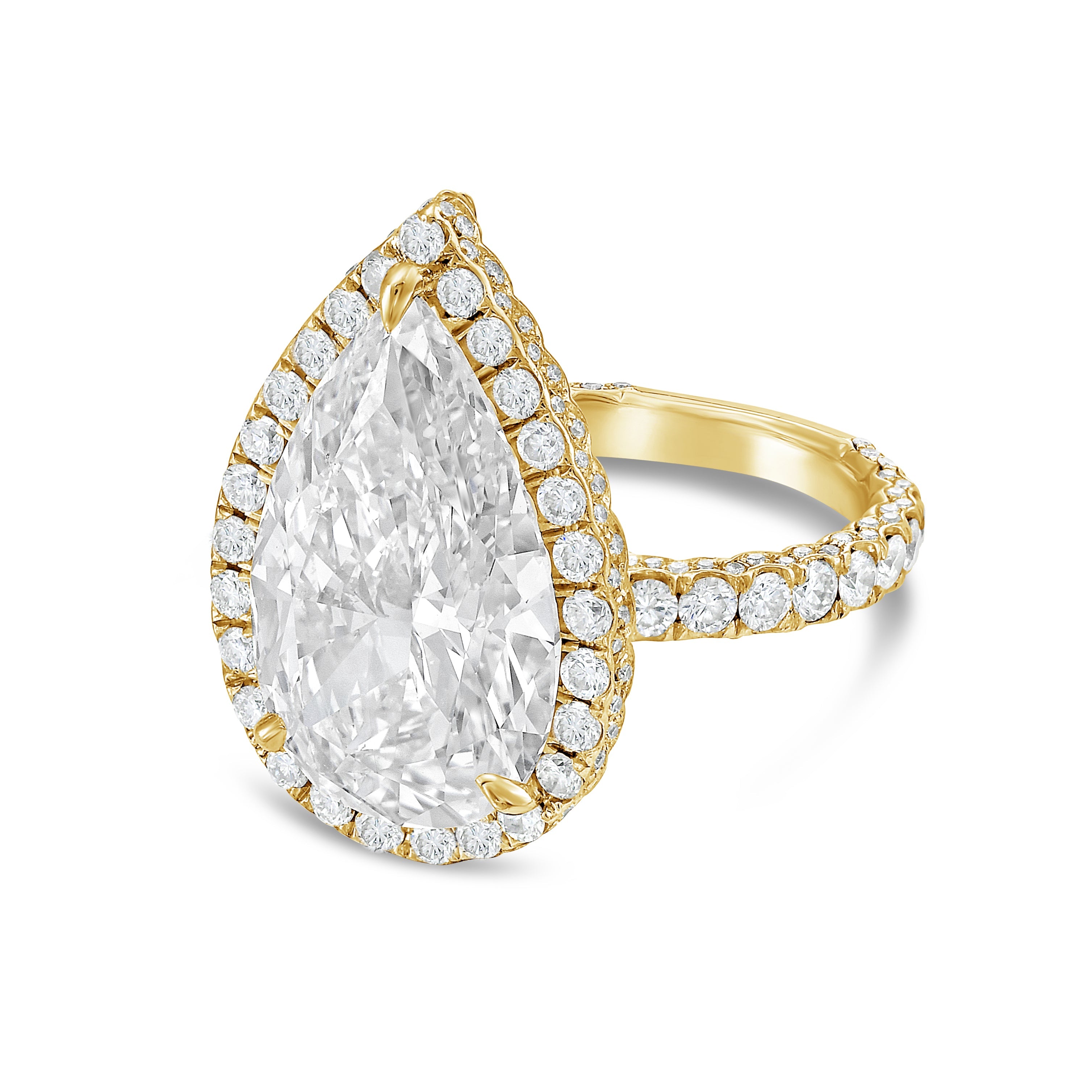 Lab-Grown Pear Diamond Halo Ring, 18K Gold