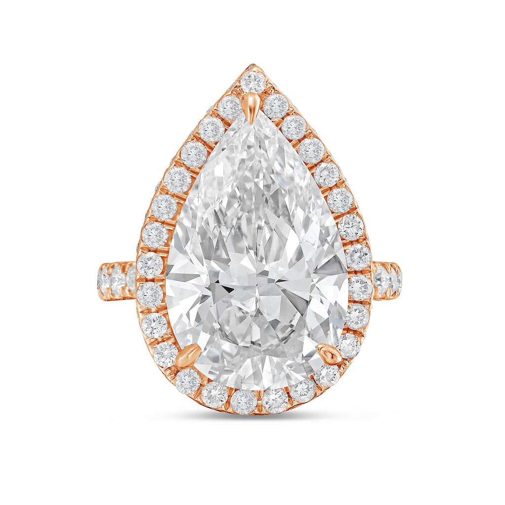 Lab-Grown Pear Diamond Halo Ring, 18K Gold