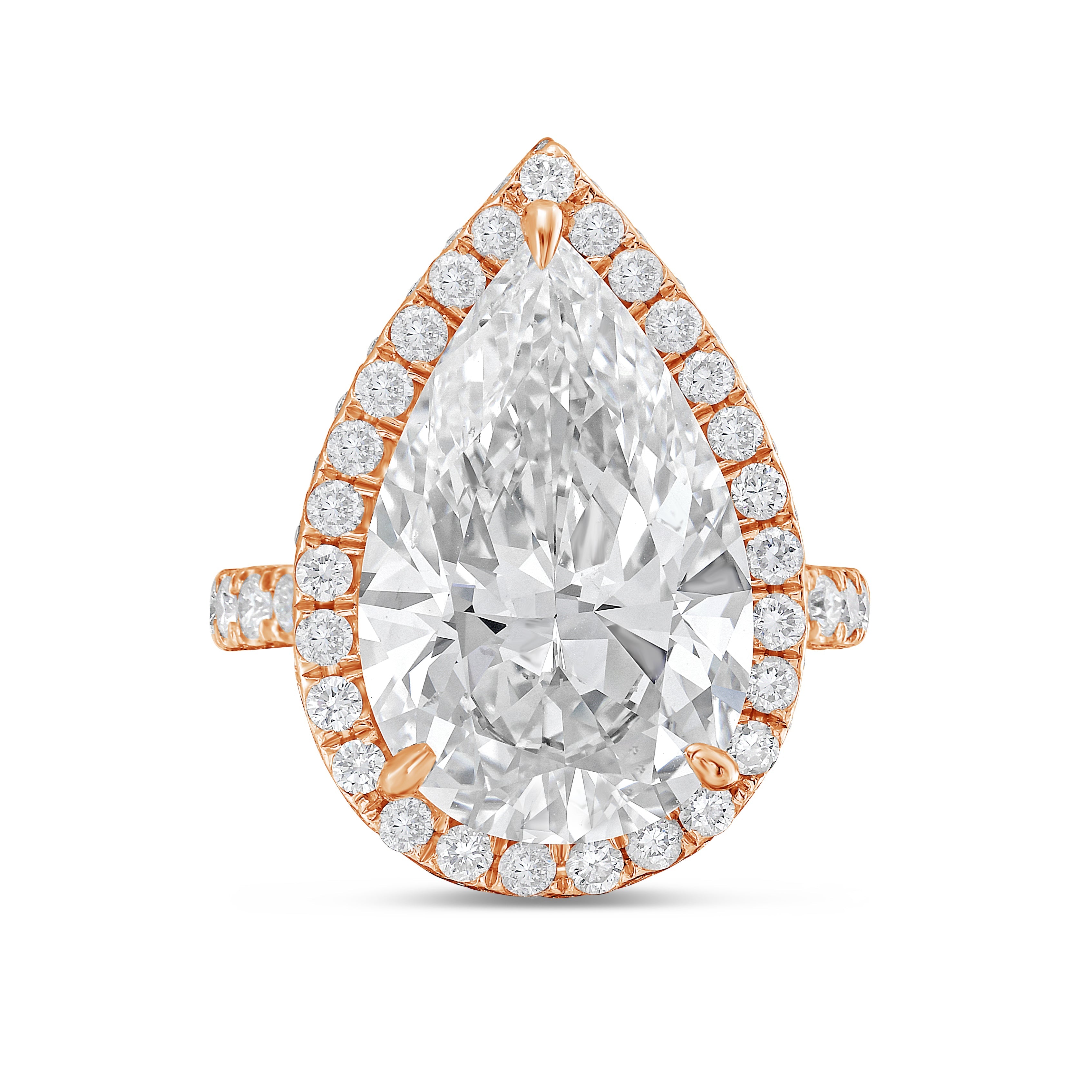 Lab-Grown Pear Diamond Halo Ring, 18K Gold