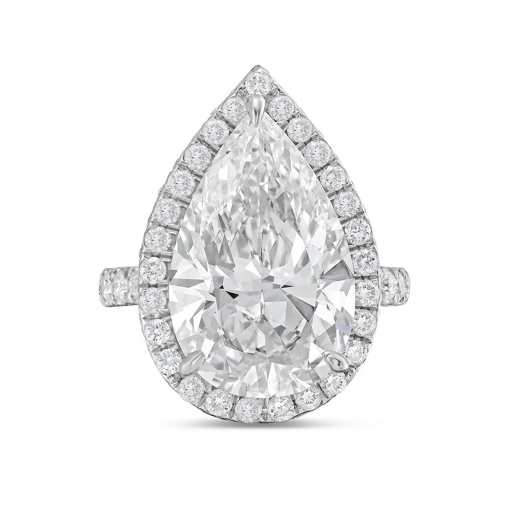 Lab-Grown Pear Diamond Halo Ring, 18K Gold