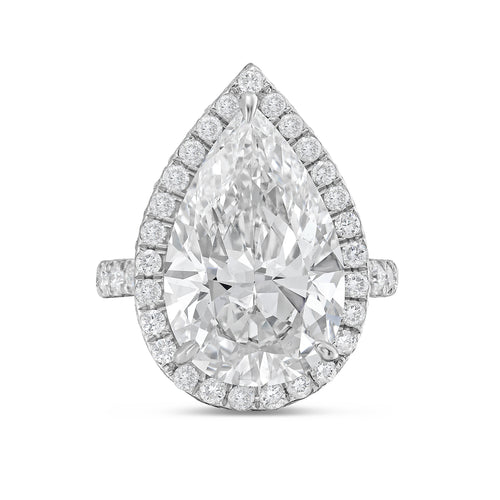 Lab-Grown Pear Diamond Halo Ring, 18K Gold