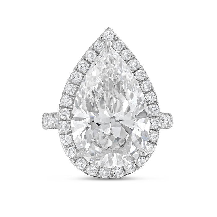 Lab-Grown Pear Diamond Halo Ring, 18K Gold