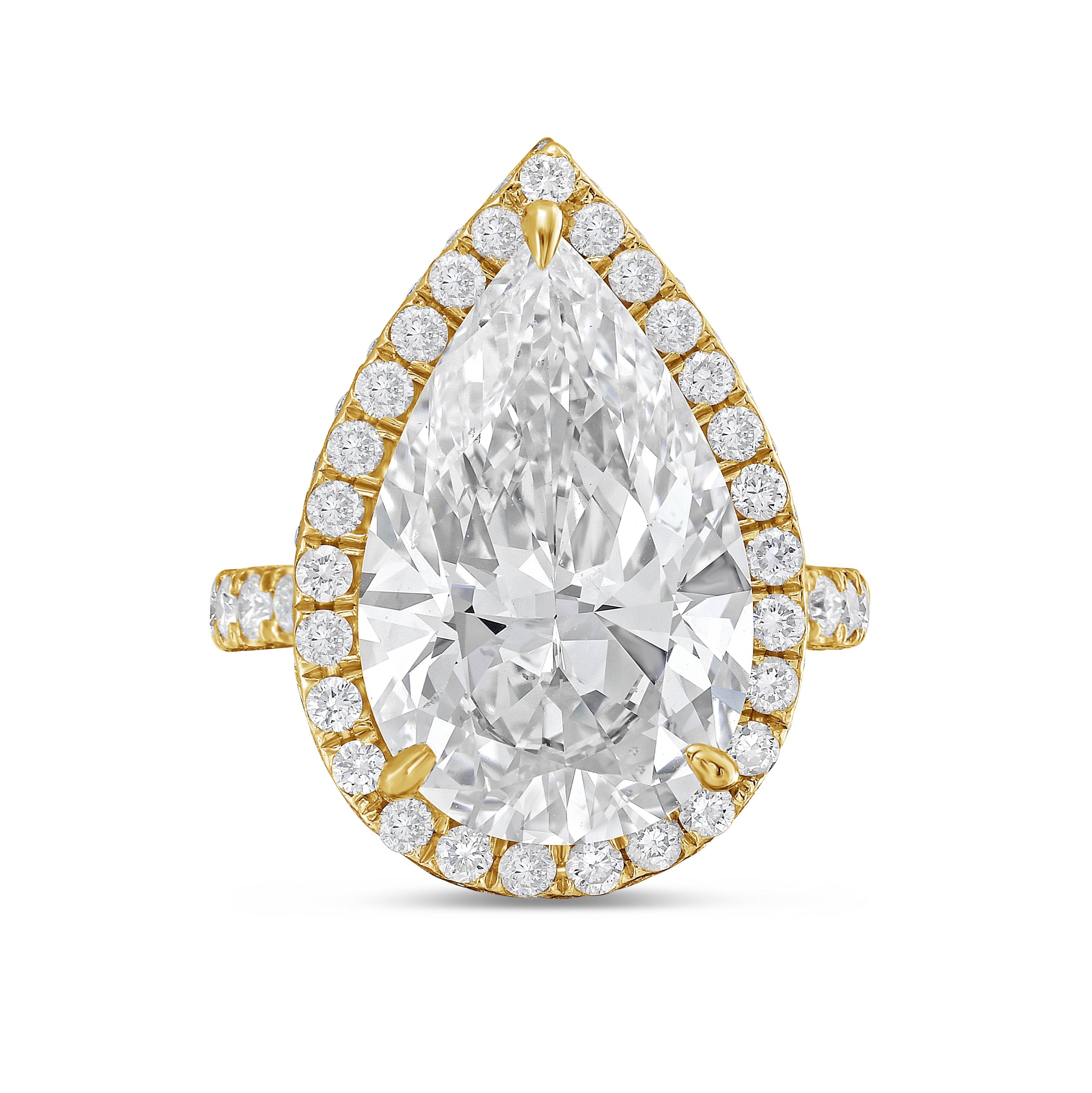 Lab-Grown Pear Diamond Halo Ring, 18K Gold