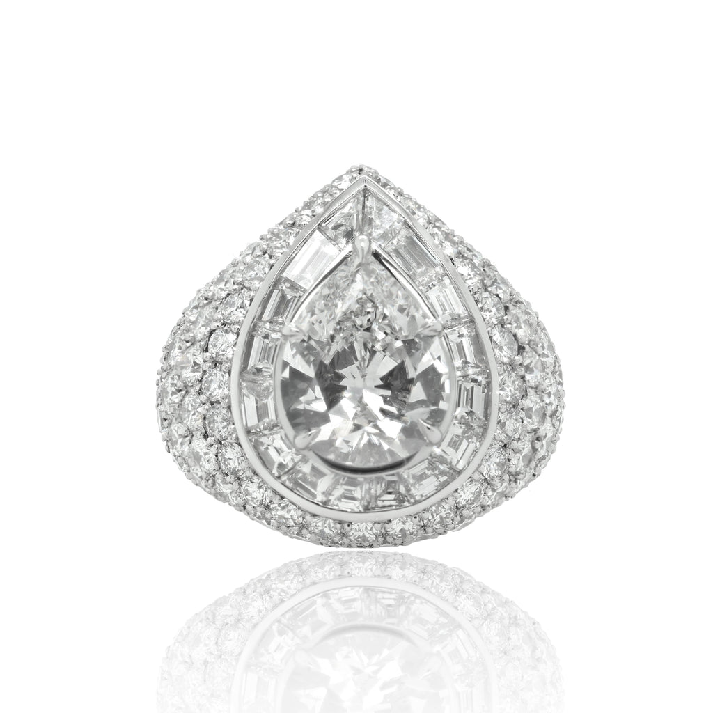 Dome-Style Pear Shaped Diamond Ring