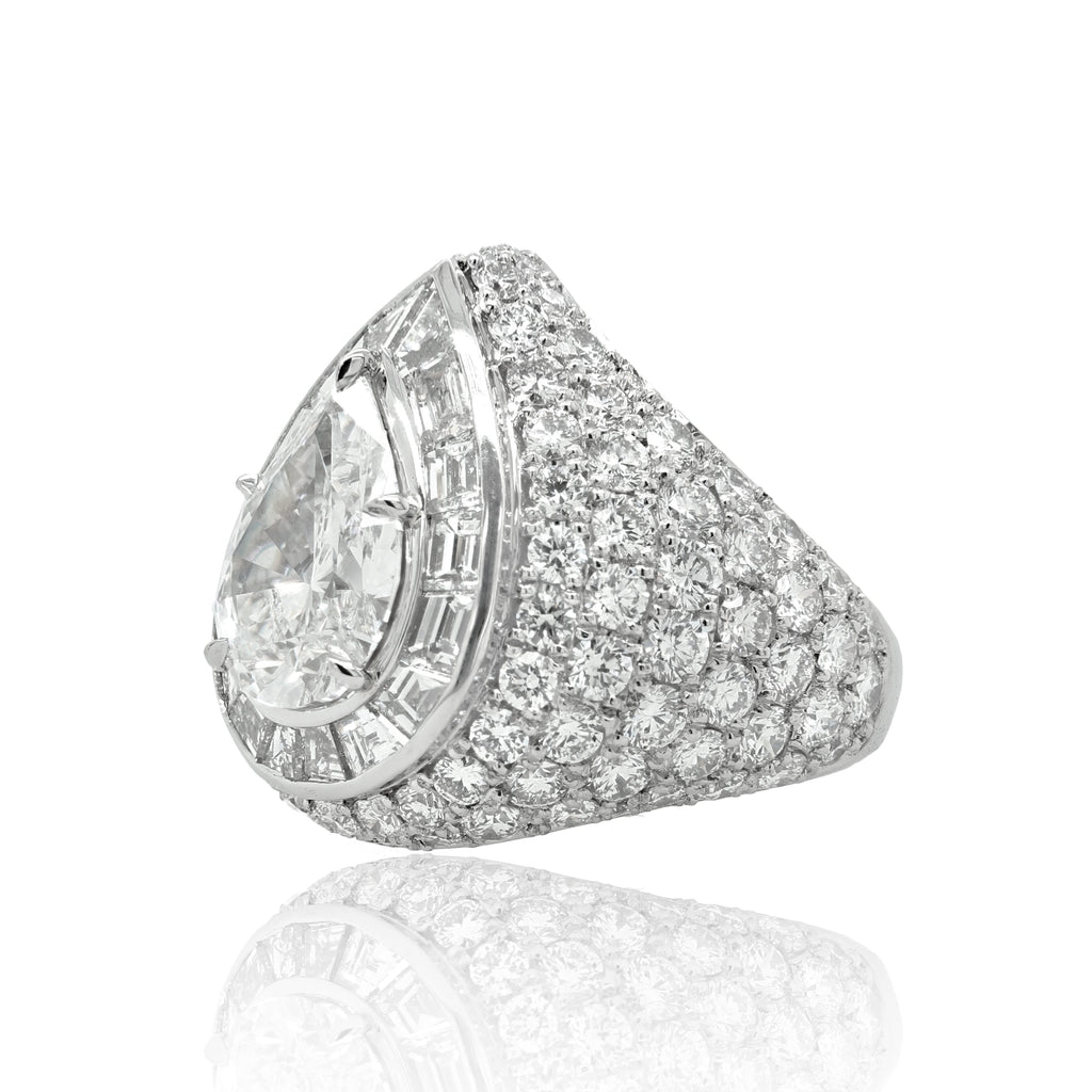 Dome-Style Pear Shaped Diamond Ring