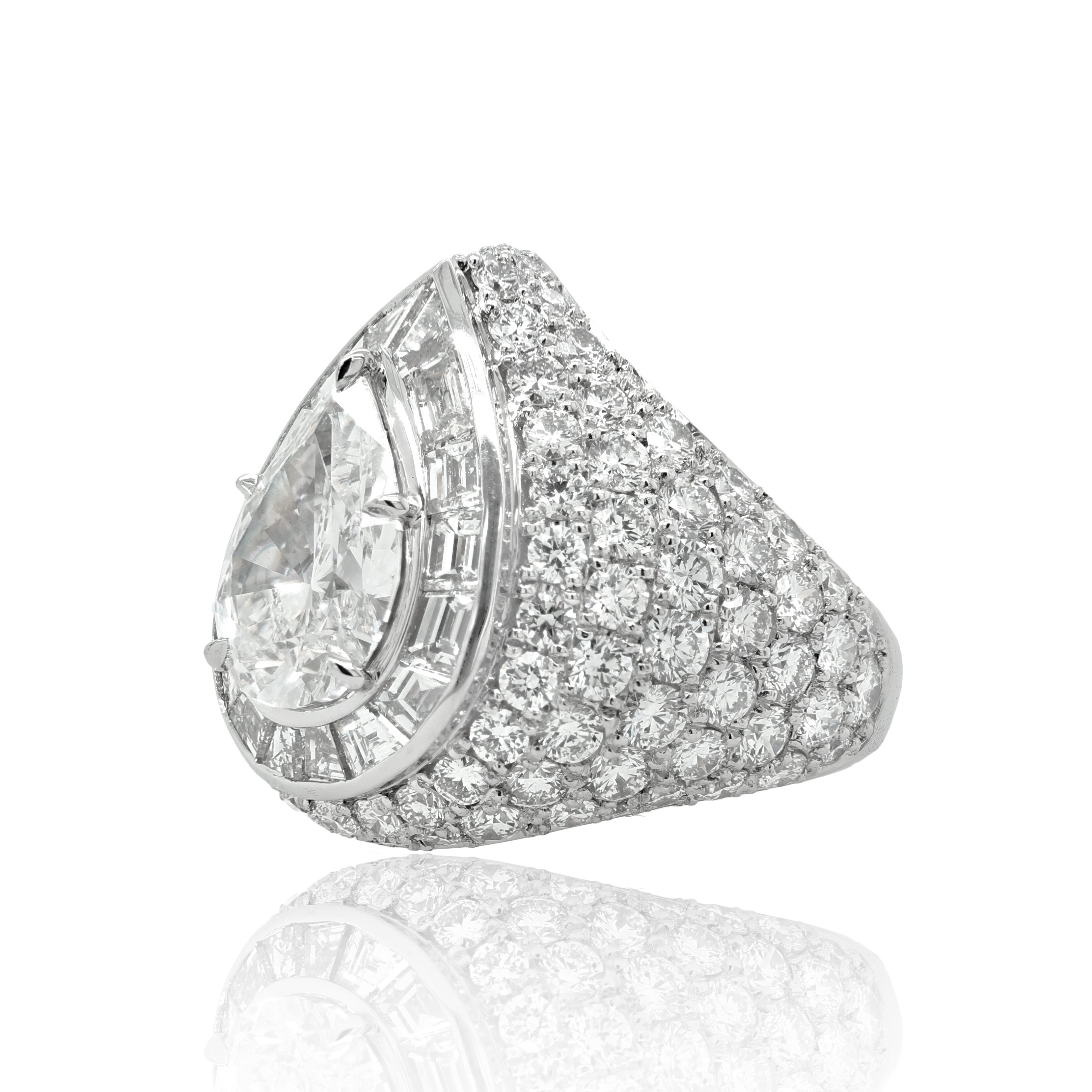 Dome-Style Pear Shaped Diamond Ring