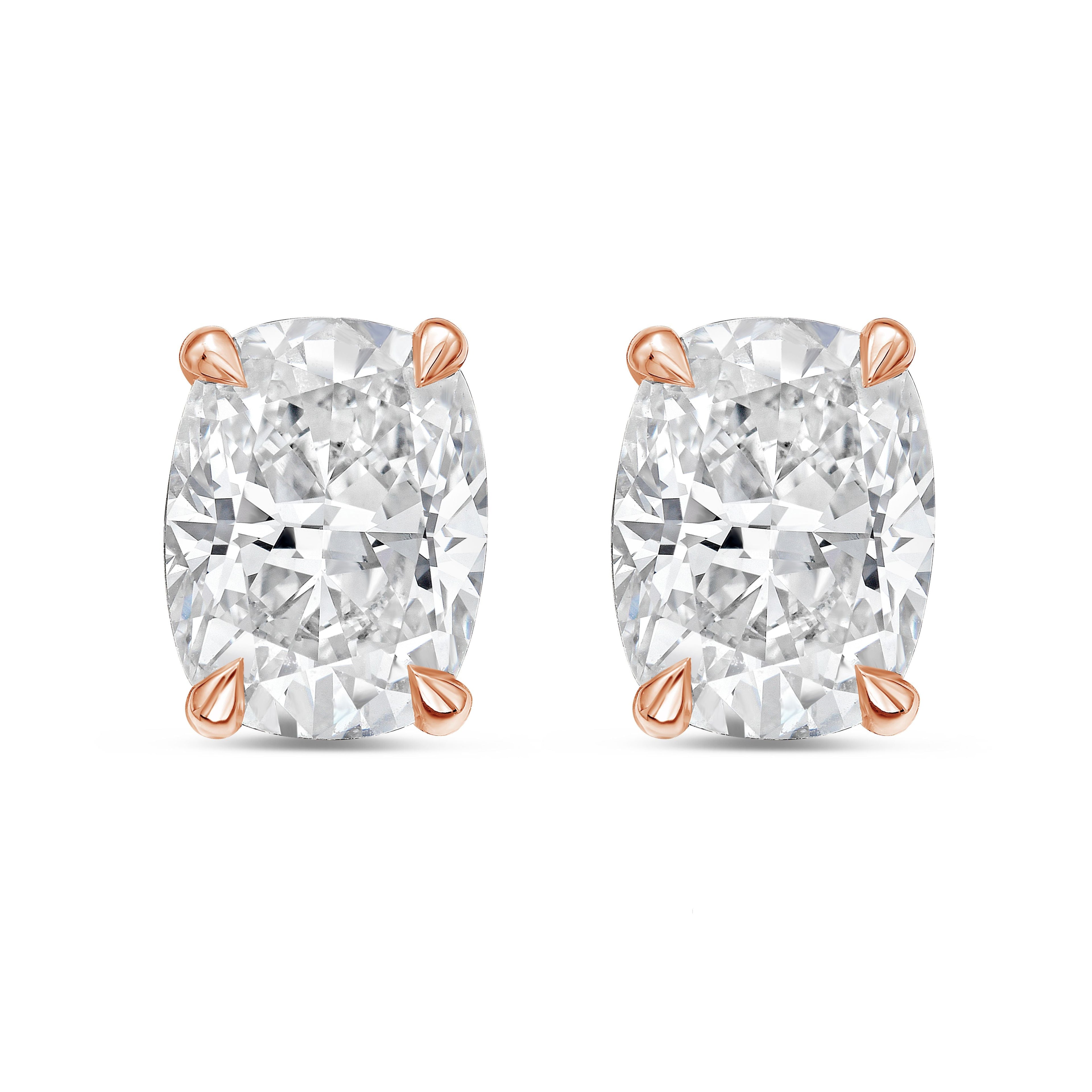 Lab Grown 4 Prong Cushion Diamond Stud