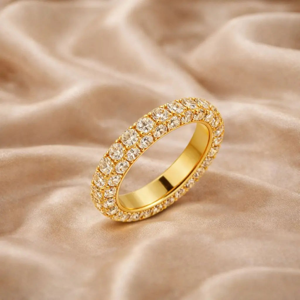 Pave Eternity Ring In Yellow Gold