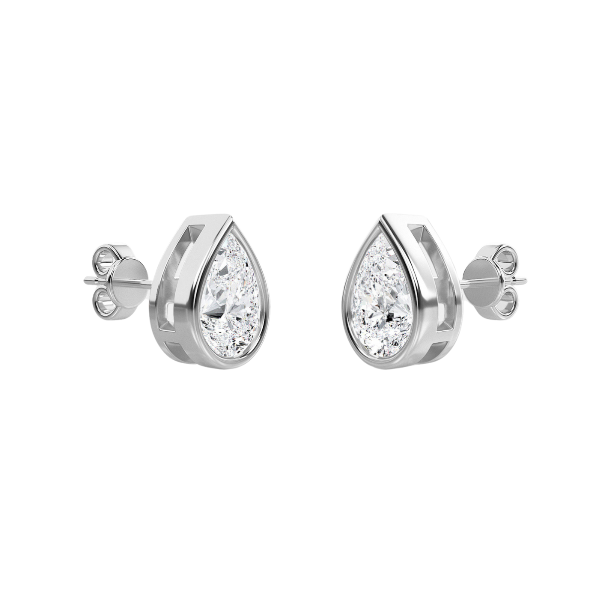Lab Grown Pear Diamond Bezel Studs