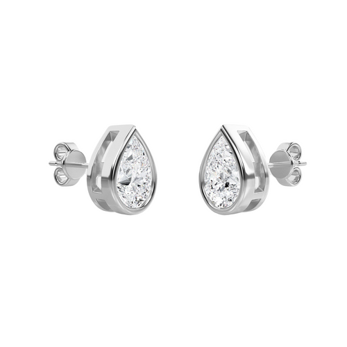 Lab Grown Pear Diamond Bezel Studs