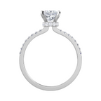 Lab Grown Pear Diamond Hidden Halo Pave Engagement Ring
