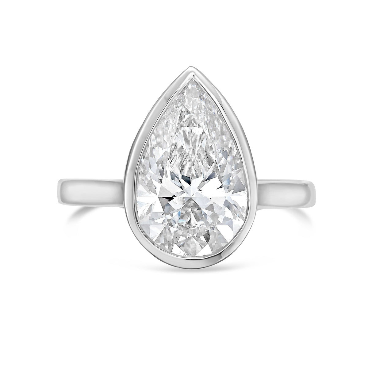 Lab-Grown Pear Bezel Engagement Ring