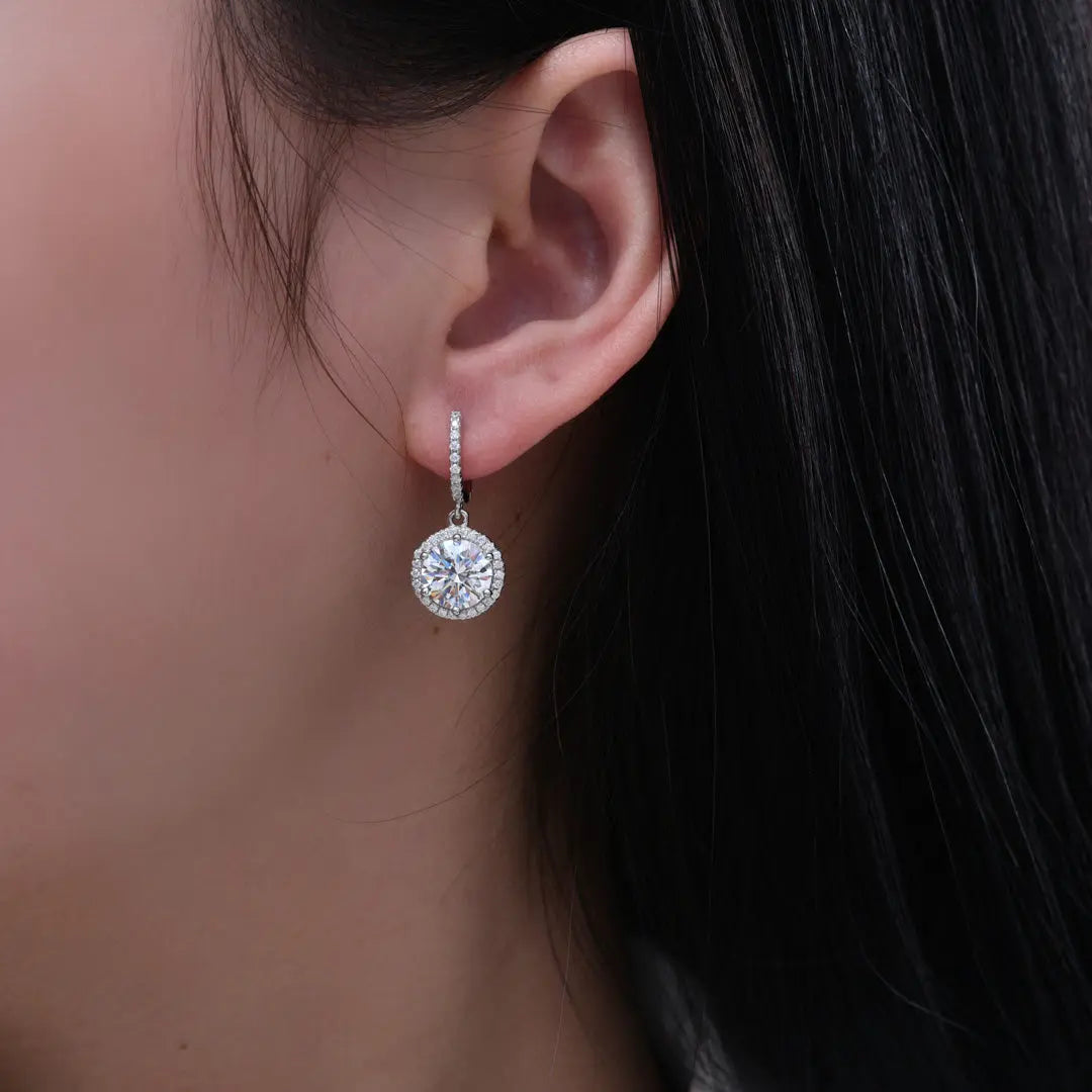 Perfect Halo 5 Carat Diamond Crystalline Earring Dangles