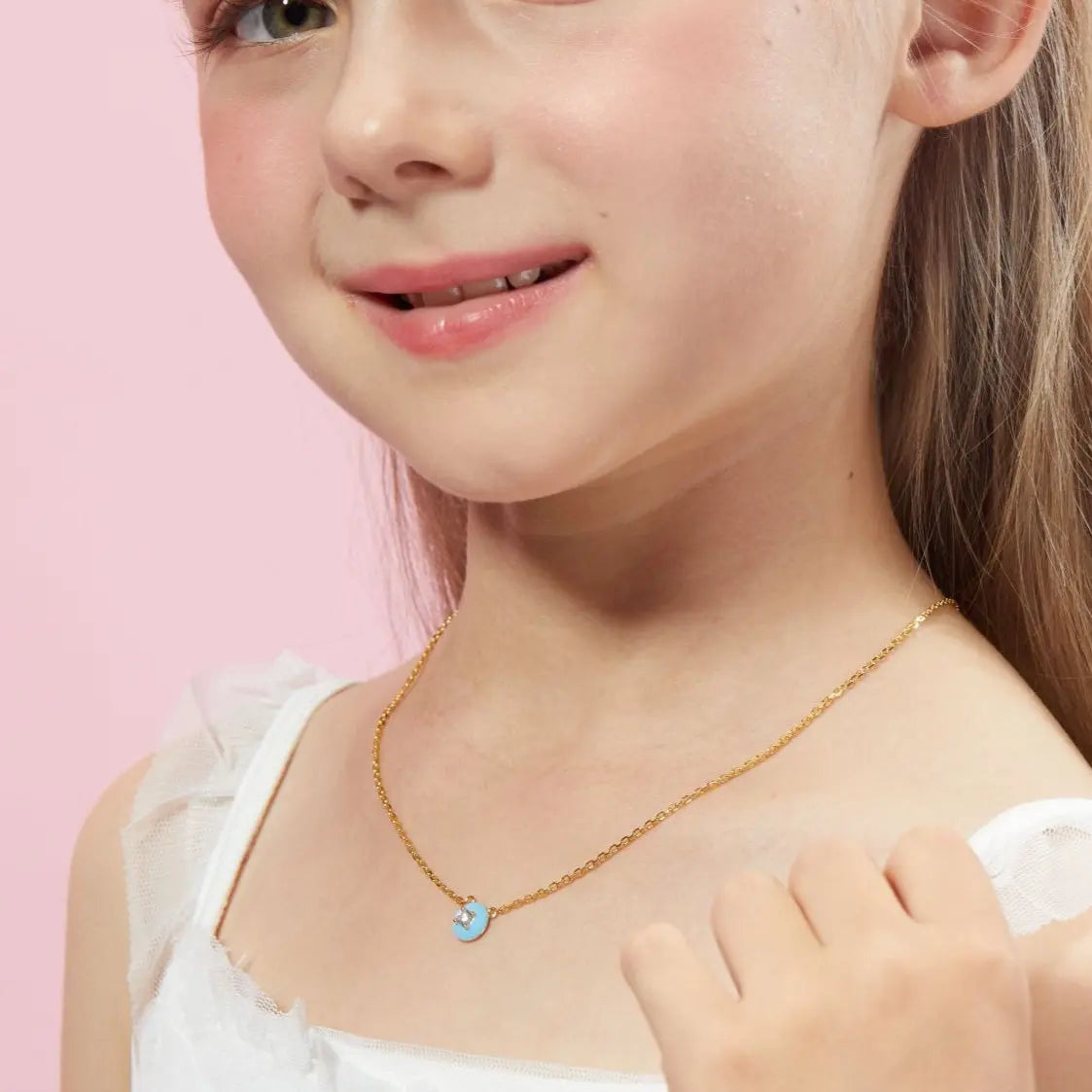 Petit Cupcake Necklace in Sky Blue