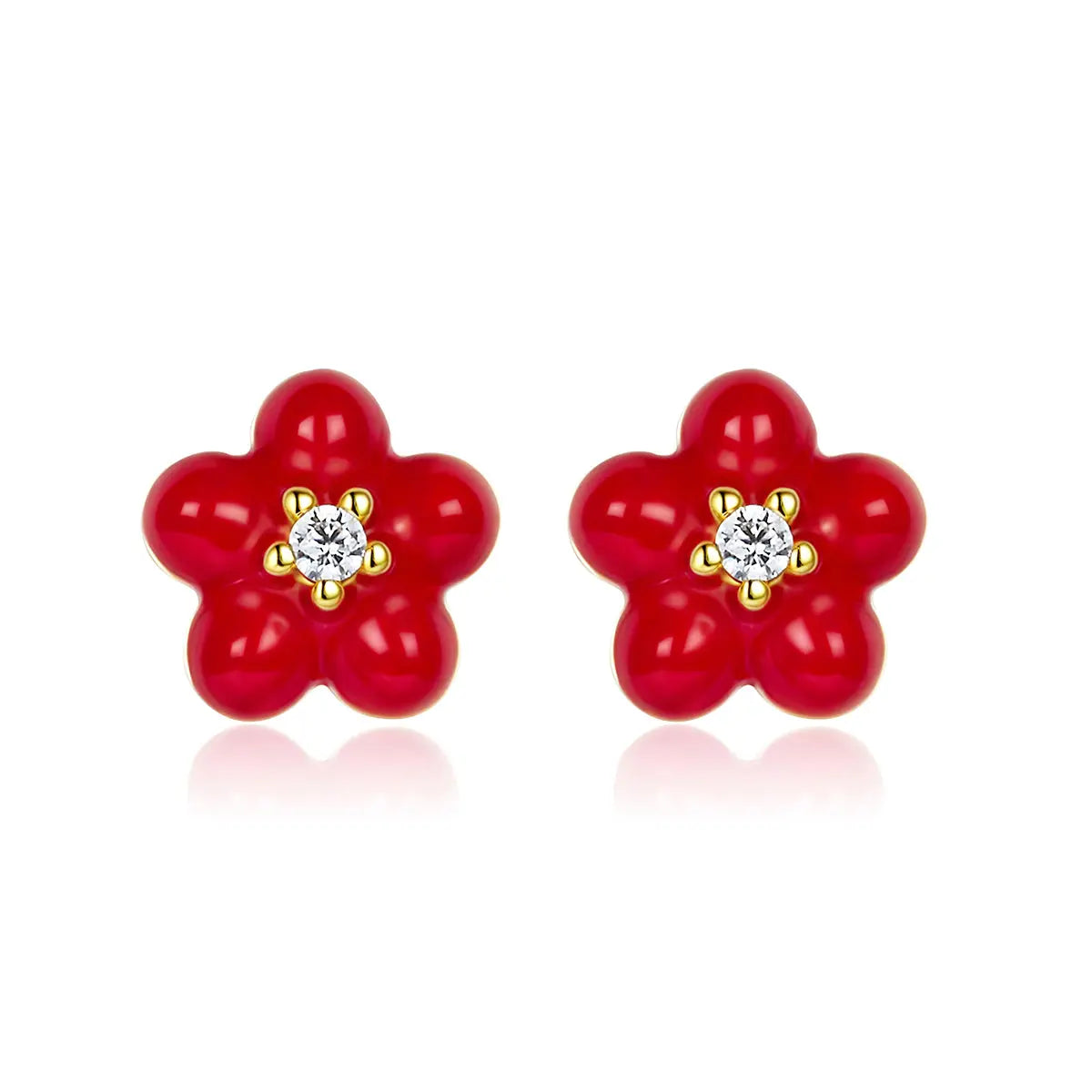 Petit Daisy Red Earrings