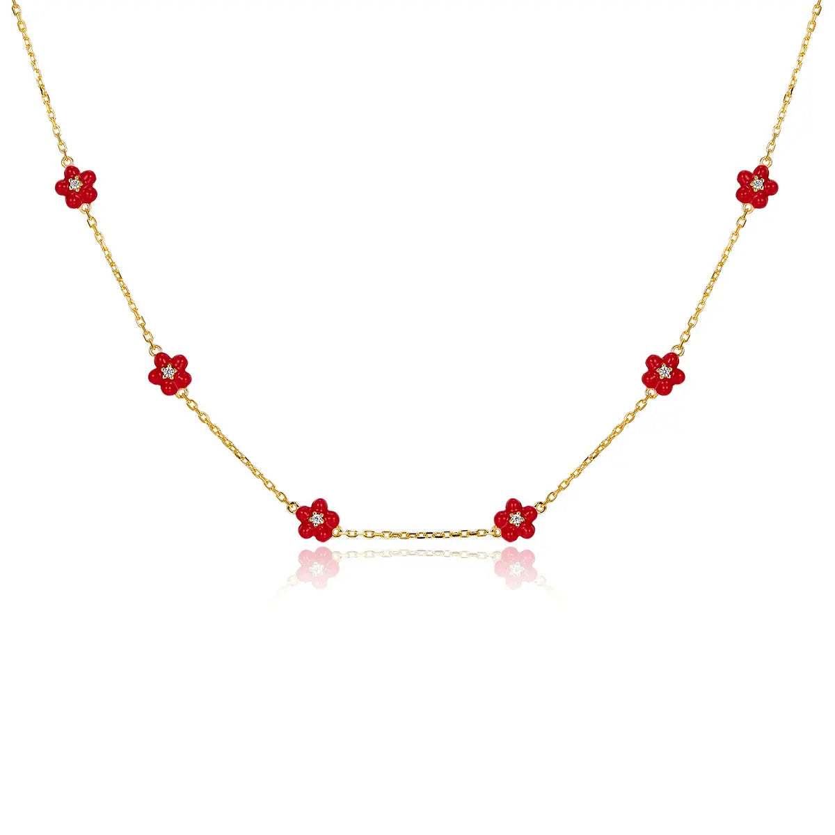 Petit Daisy Red Necklace