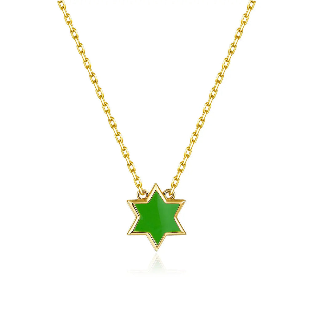 Petit Star of David Necklace in Green