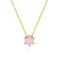 Petit Star of David Necklace in Pink
