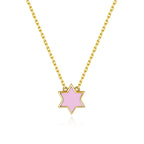 Petit Star of David Necklace in Pink