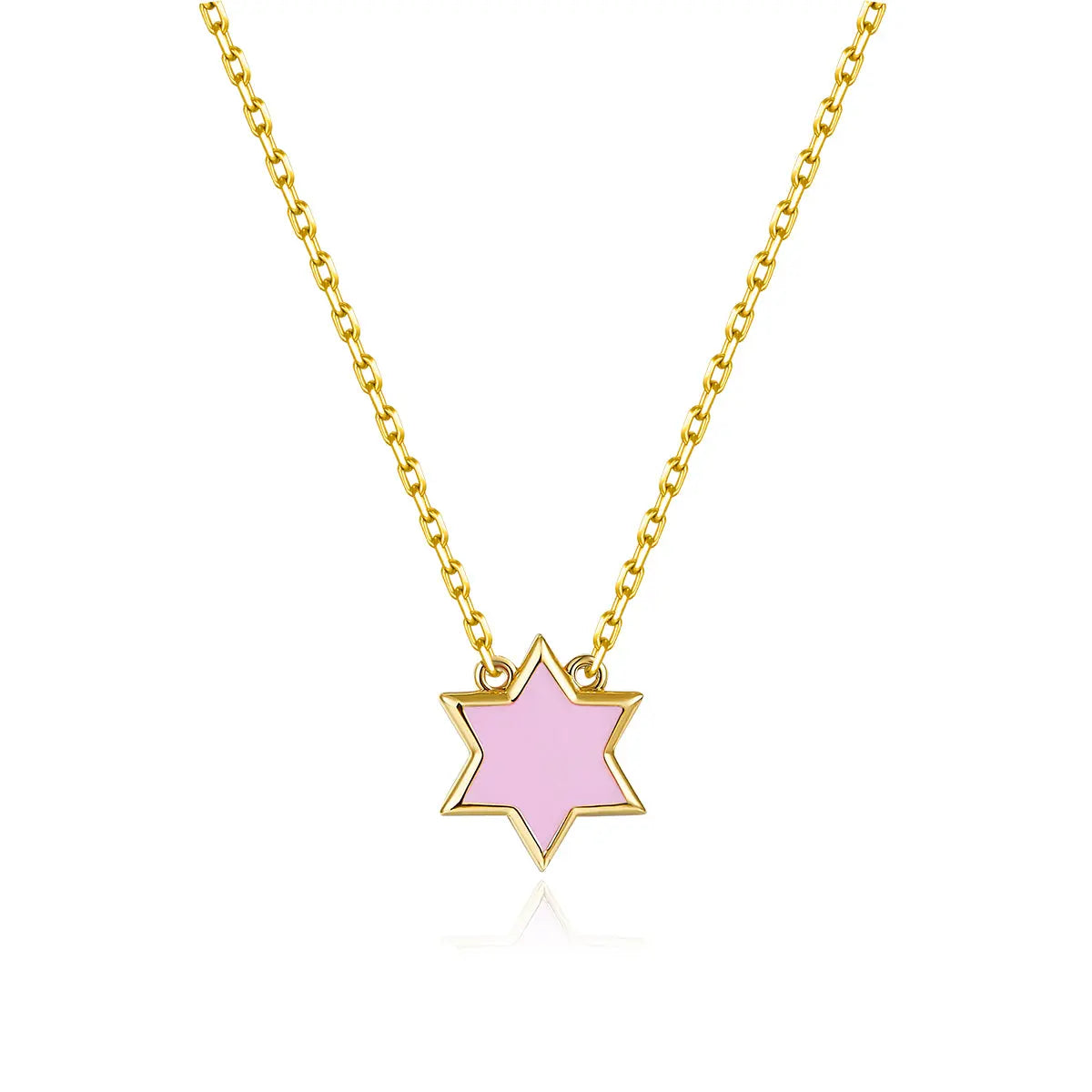 Petit Star of David Necklace in Pink