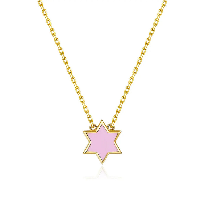 Petit Star of David Necklace in Pink