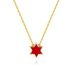 Petit Star of David Necklace in Red