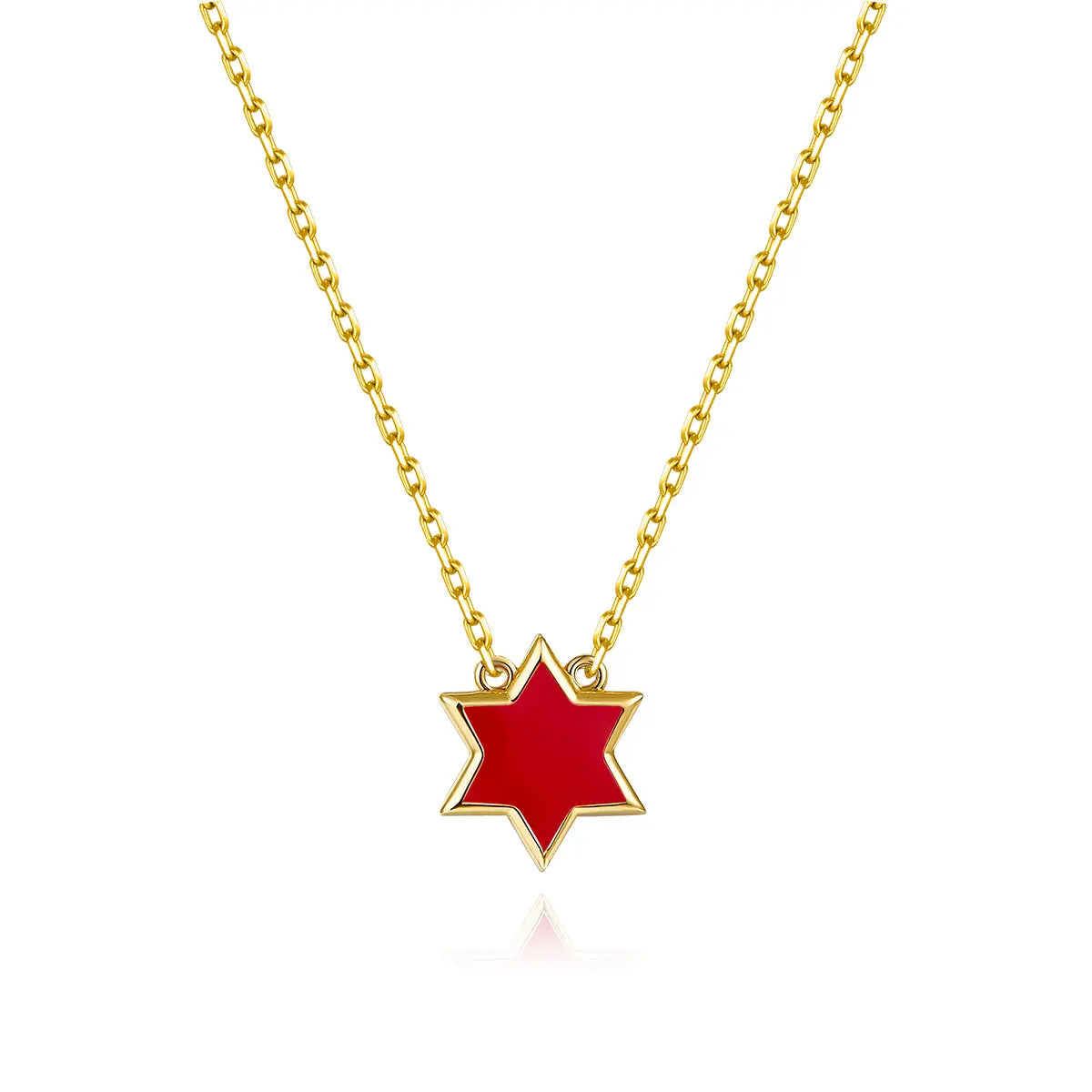 Petit Star of David Necklace in Red