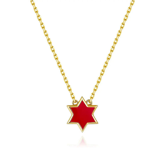 Petit Star of David Necklace in Red