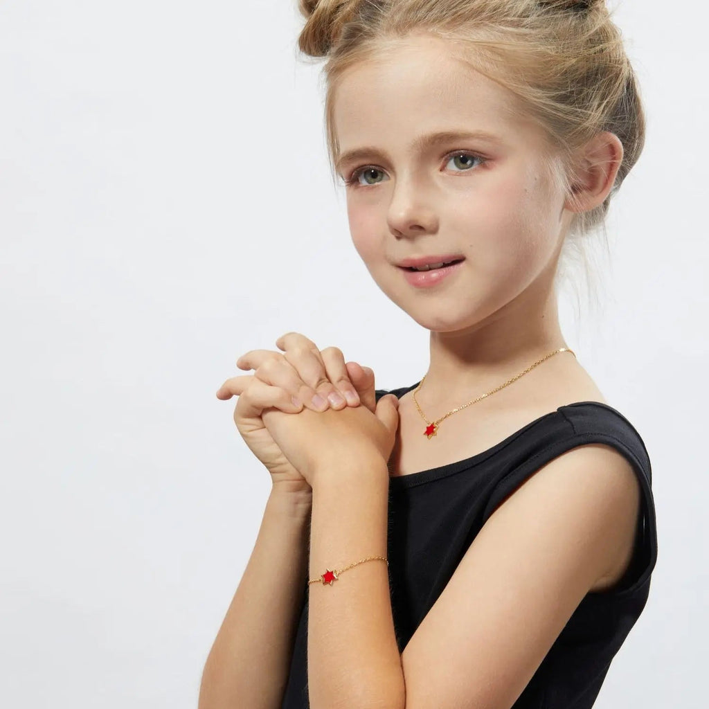 Petit Star of David Necklace in Red