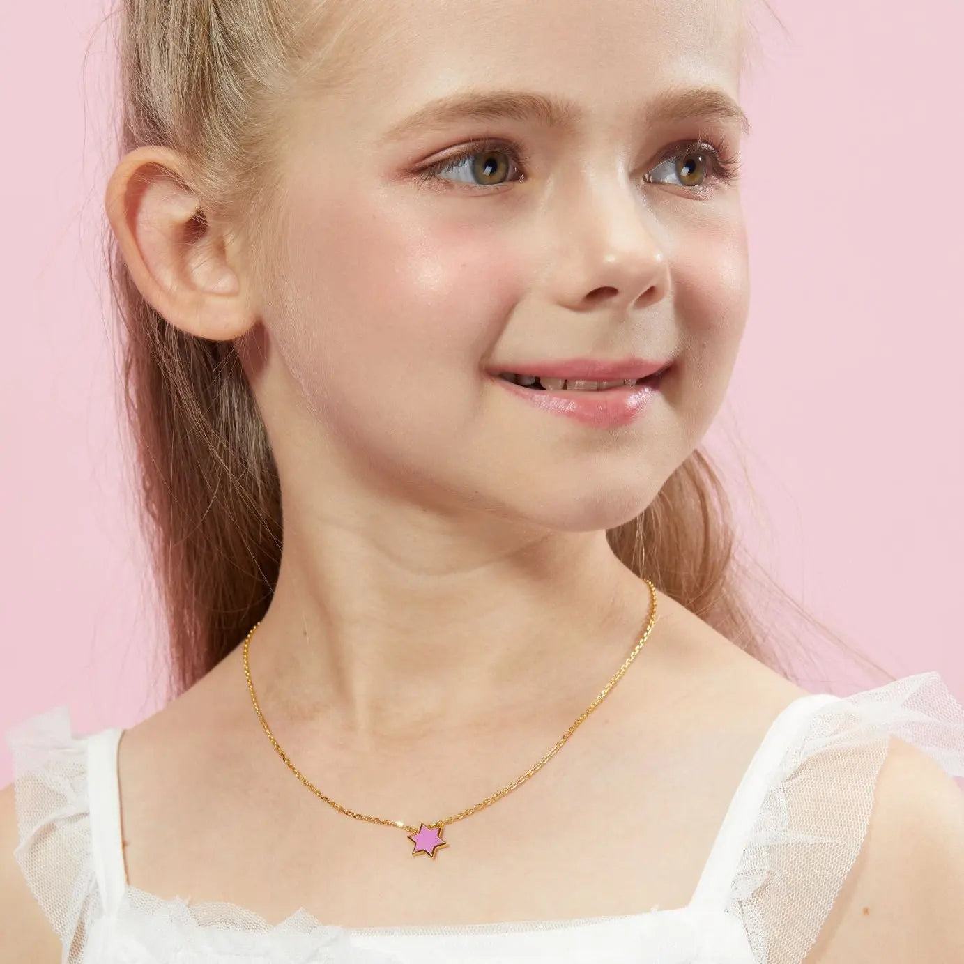 Petit Star of David Necklace in Rose