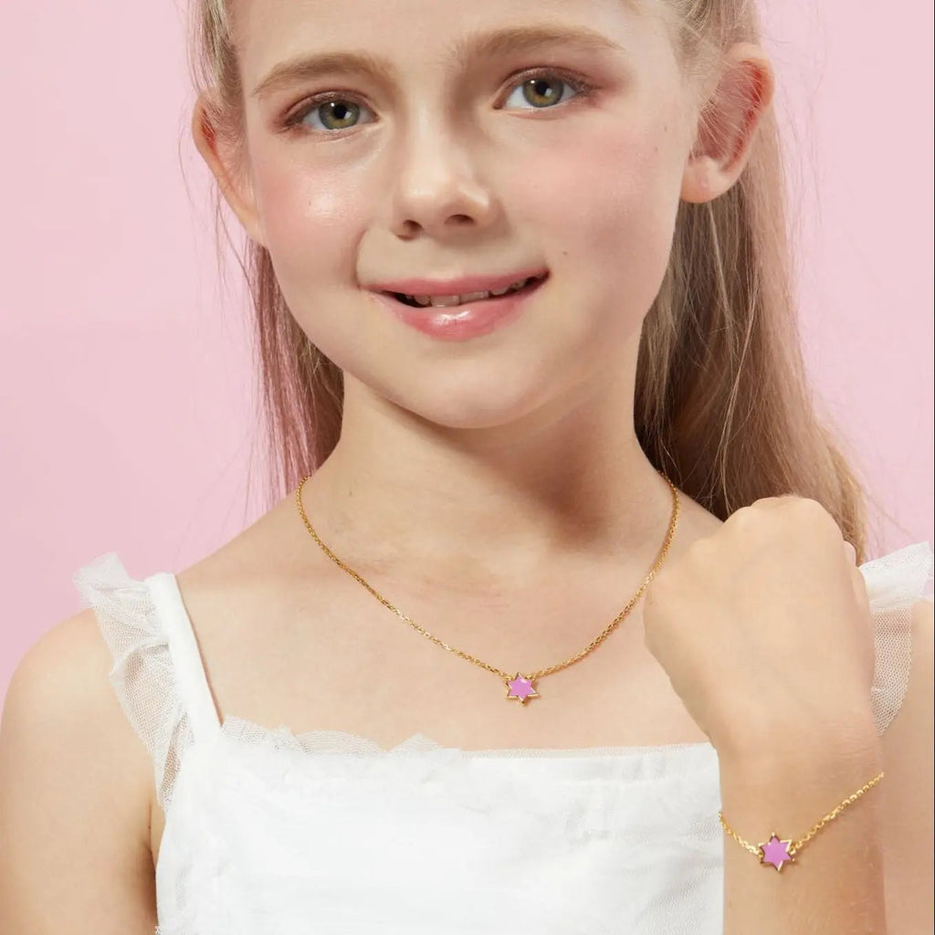 Petit Star of David Necklace in Rose