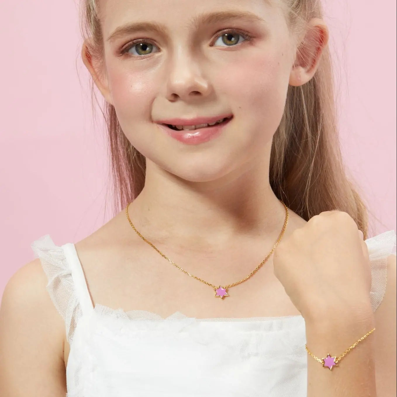 Petit Star of David Necklace in Rose