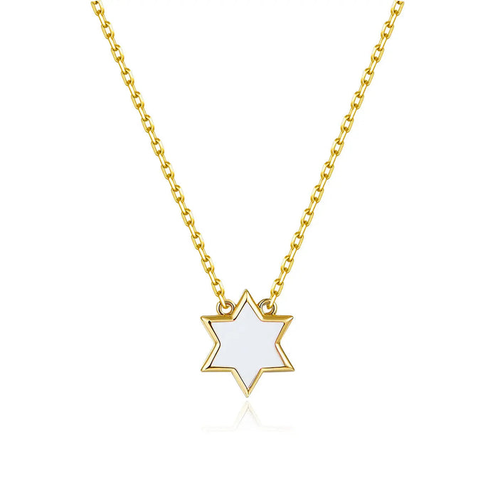 Petit Star of David Necklace in White