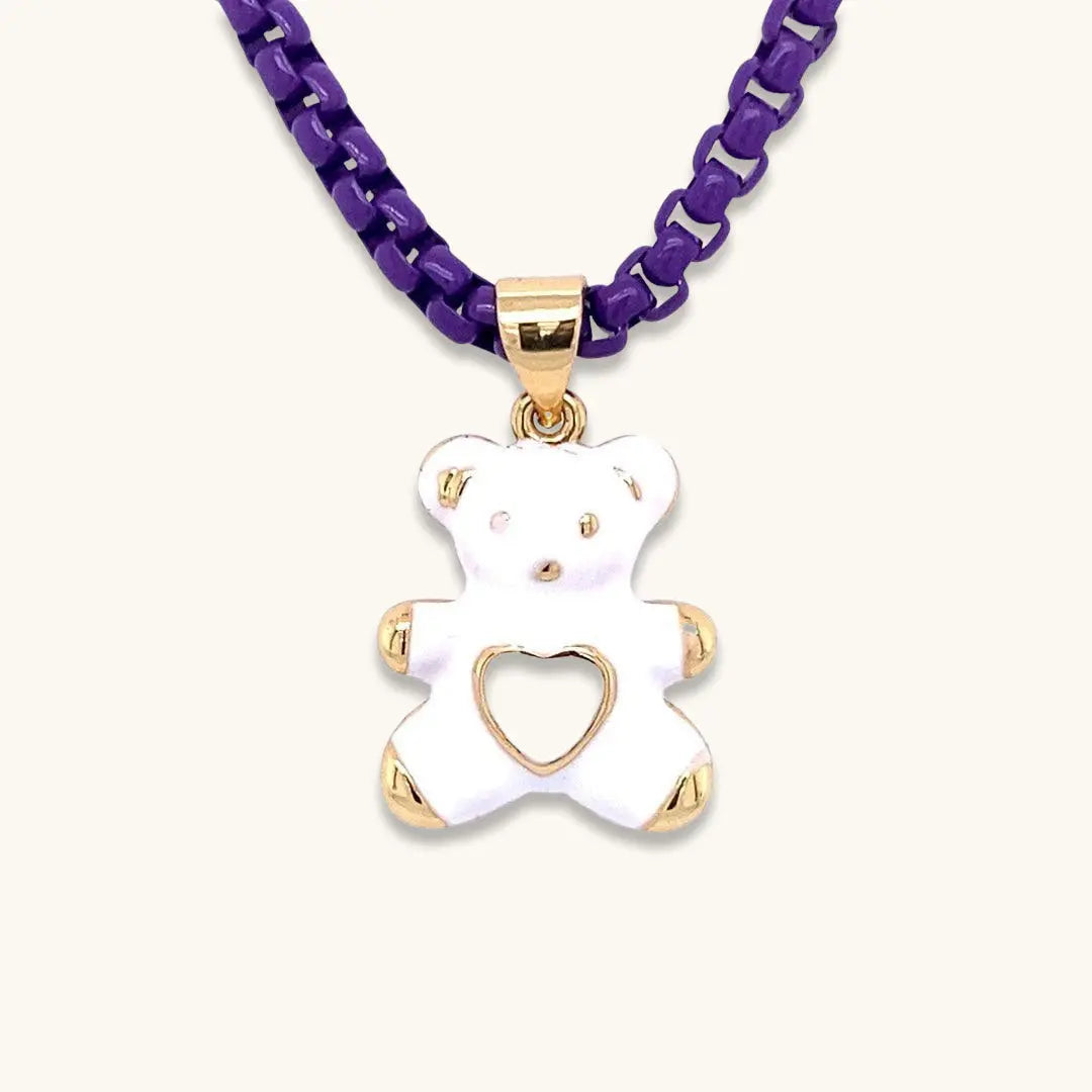 Petite Enamel Bear Necklace