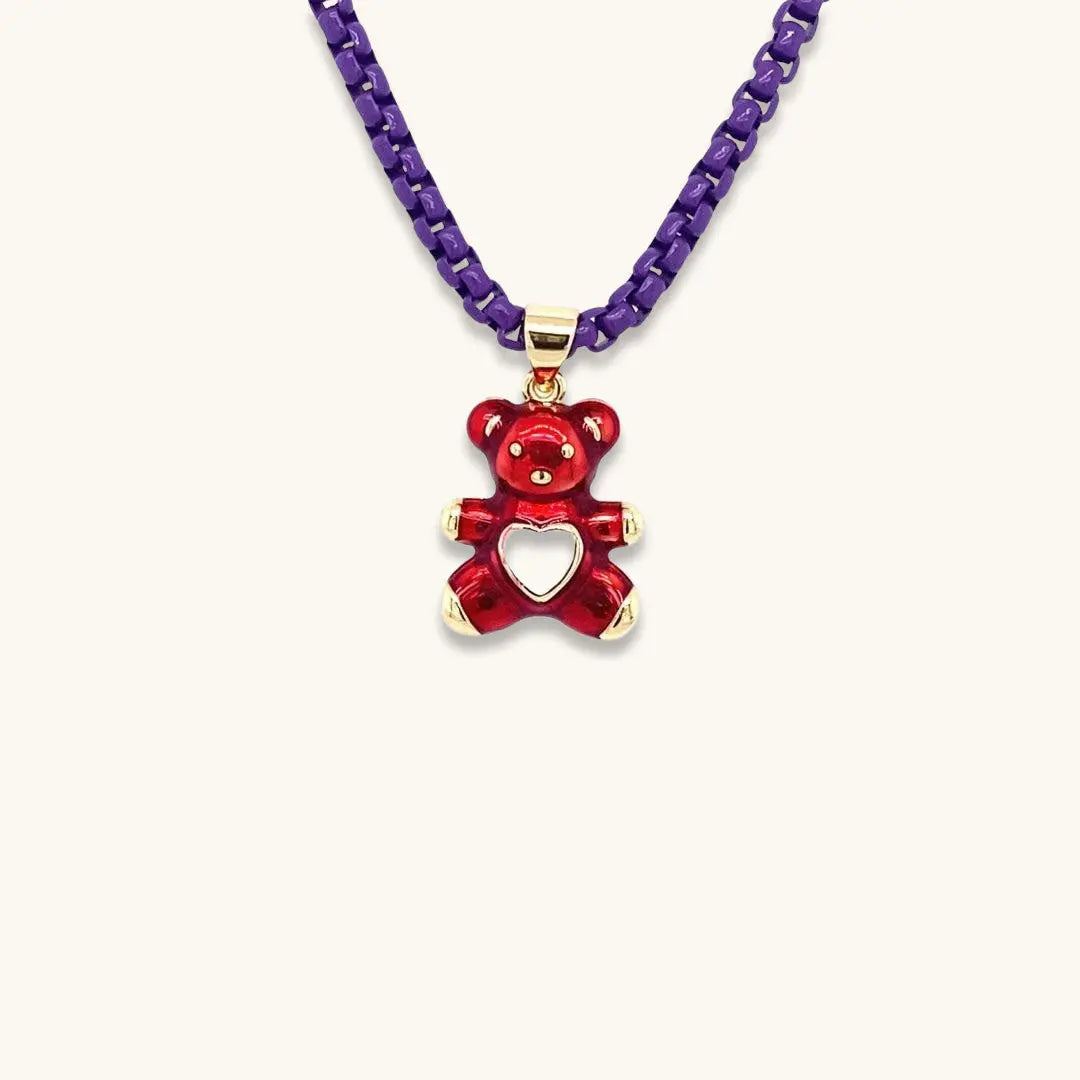 Petite Enamel Bear Necklace