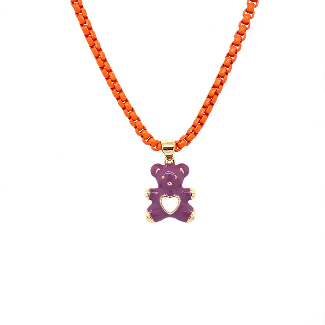 Petite Enamel Bear Necklace