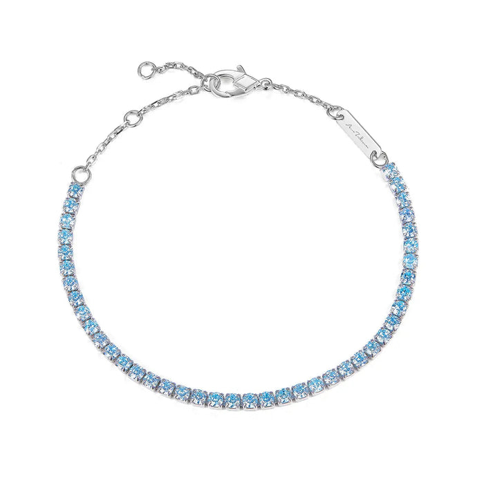 Petite Tennis Bracelet in Aqua Blue