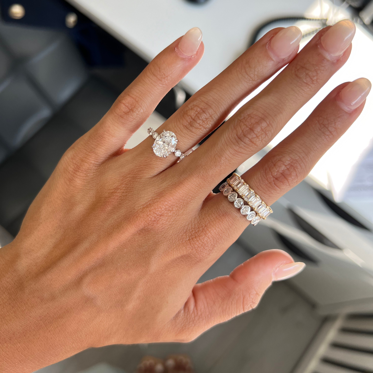 Lab Grown Petite Oval Bezel Eternity Band